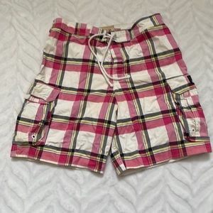 Mens, XL, Hollister Plaid Cargo Swim Trunk.